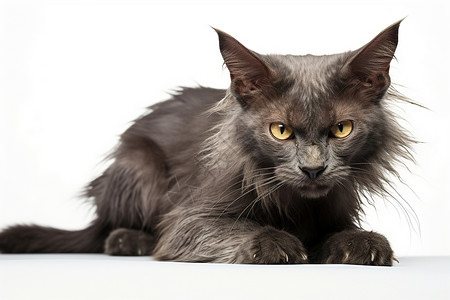 灰色毛绒的猫猫图片