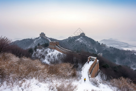 雪山上的景色雪山上的一条长廊背景