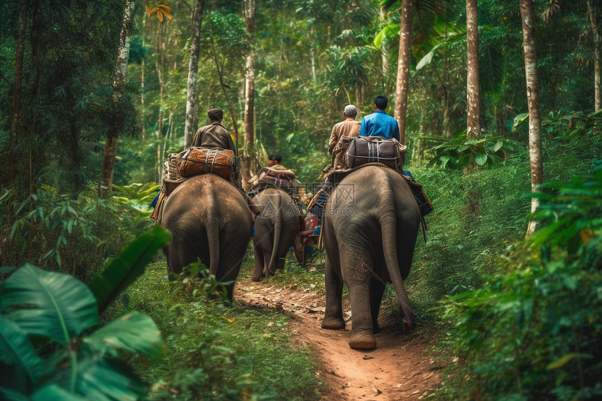 丛林中的大象图片