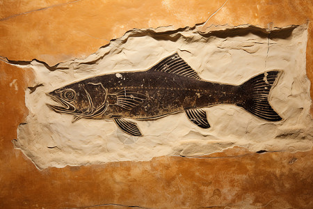 远古壁画地洞壁画上的鱼背景