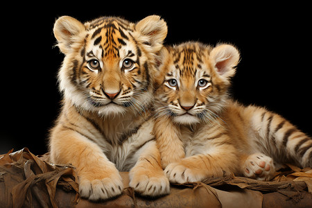 两只可爱的小虎崽图片
