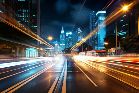 城市夜晚的道路背景图片