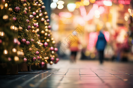 圣诞节氛围的城市街道背景图片