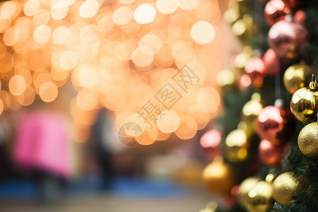 街道上的圣诞树装饰背景图片