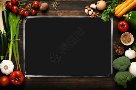 木桌上的黑板图片