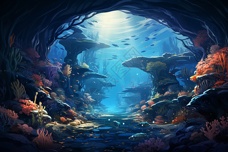 明亮生动的海底世界背景图片