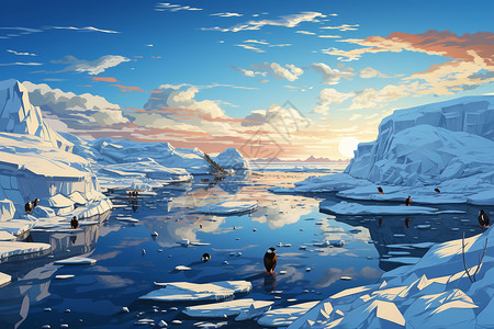 冰天雪地中的企鹅图片