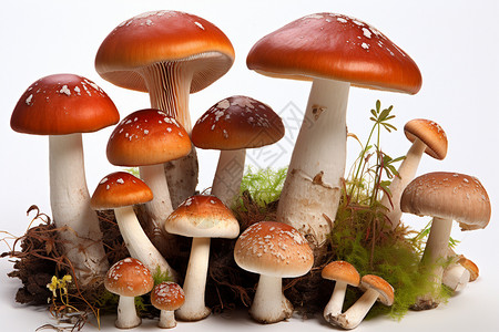 新鲜采摘的野生蘑菇图片