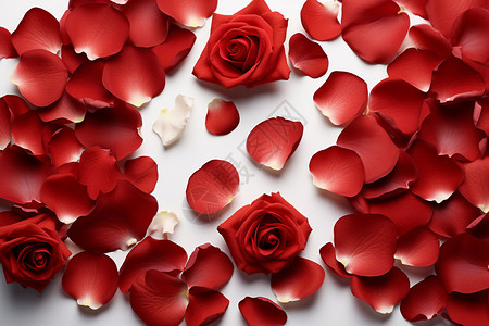 红色的玫瑰花瓣背景图片
