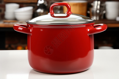 红色的陶瓷锅图片