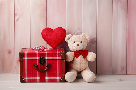 小熊玩偶和礼盒可爱的小熊玩偶背景