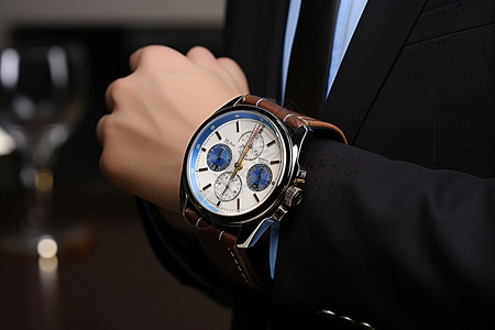 佩戴手表商务男士佩戴的手表背景