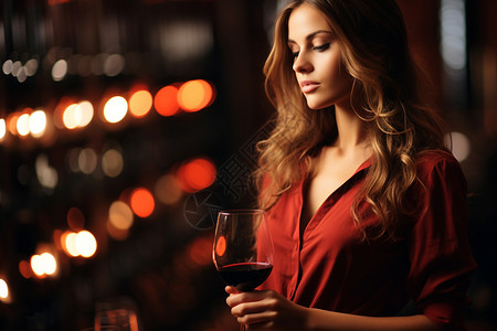 美丽的红酒品鉴师背景图片
