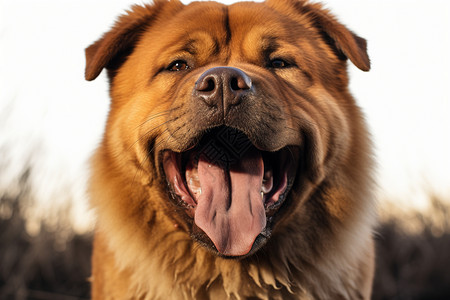吐舌头的西藏猎犬背景图片