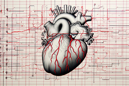 电路板测试心脏跳动的电流测试插画