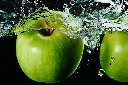水中诱人的苹果背景图片