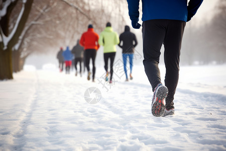 跑步中的人大雪中健身的人背景