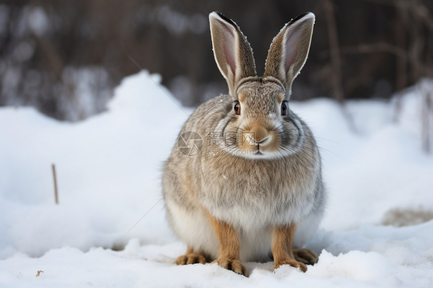 雪地可爱的兔子图片