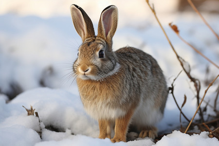 雪地的兔子图片