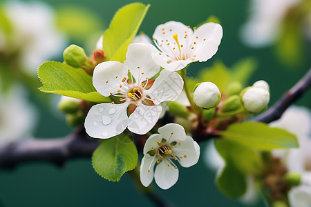 花园中盛开的美丽梨花背景图片