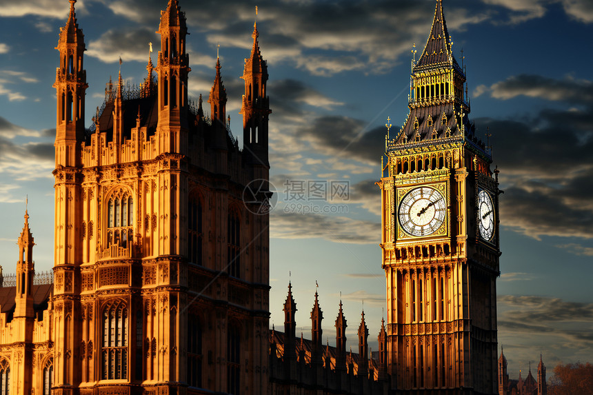 历史悠久的伦敦大本钟建筑图片