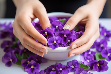 指甲护理的紫色指甲图片