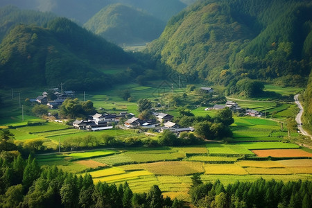 乡村风光的美丽景观背景图片