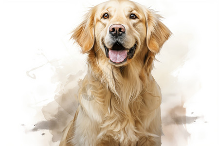 可爱的白色金毛温顺懂事的宠物狗狗插画