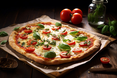 传统美食的番茄意大利披萨图片