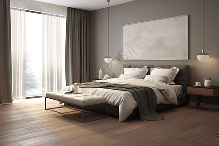 套房卧室舒适现代风格的主卧套房设计图片