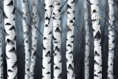 冬季静谧的白桦林图片