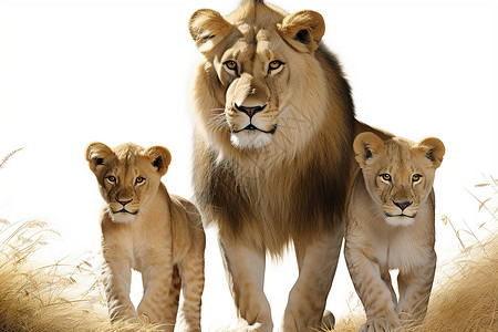 守护幼崽的母狮高清图片