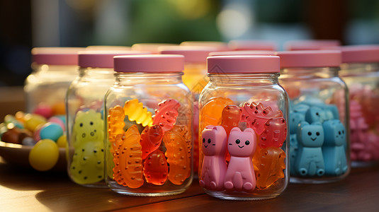 彩色儿童玩具罐子中的儿童玩具背景