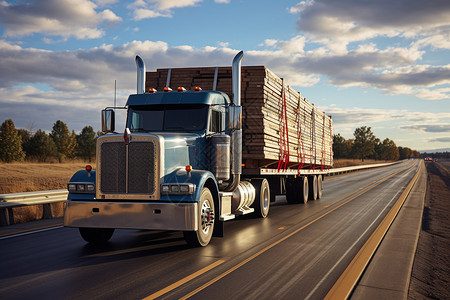 运输木材的大型卡车高清图片