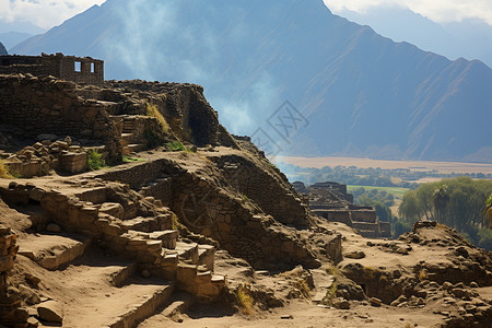 沙漠废墟神秘的山间古代文明遗迹背景