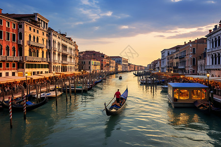 威尼斯水城的浪漫景观高清图片