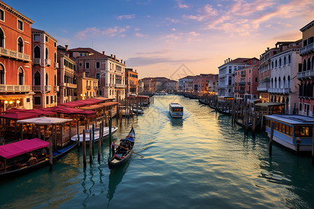 下美丽的威尼斯水城背景图片