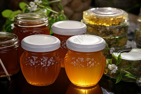 罐装蜂蜜香醇甜蜜的蜂蜜背景