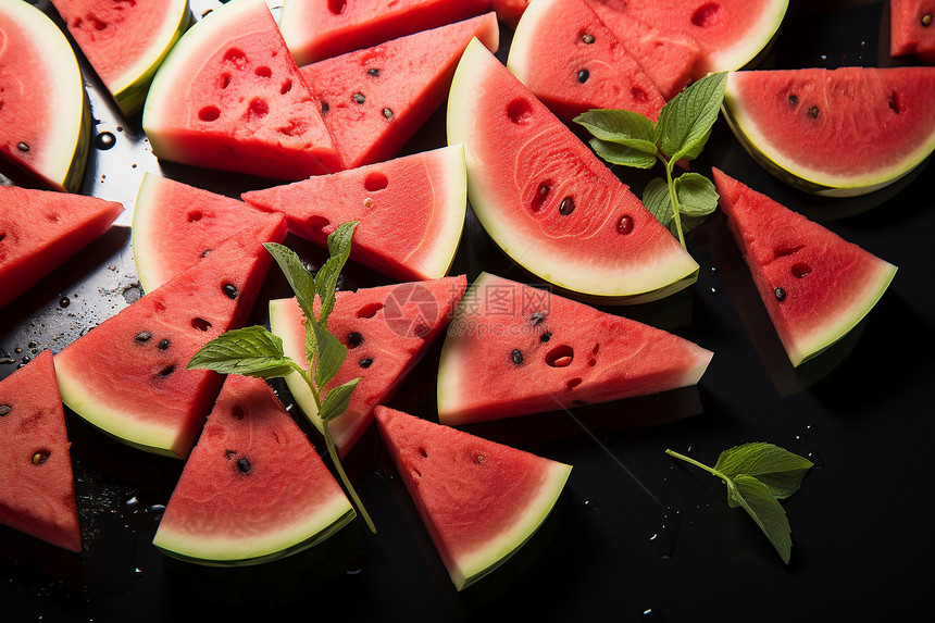 夏季清爽的西瓜水果图片