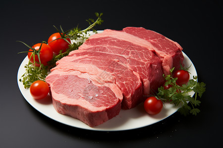 餐盘中的猪肉排高清图片