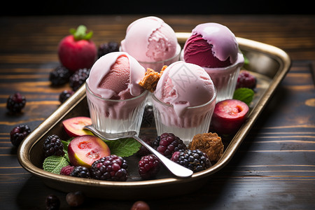 夏日清凉的水果冰淇淋图片