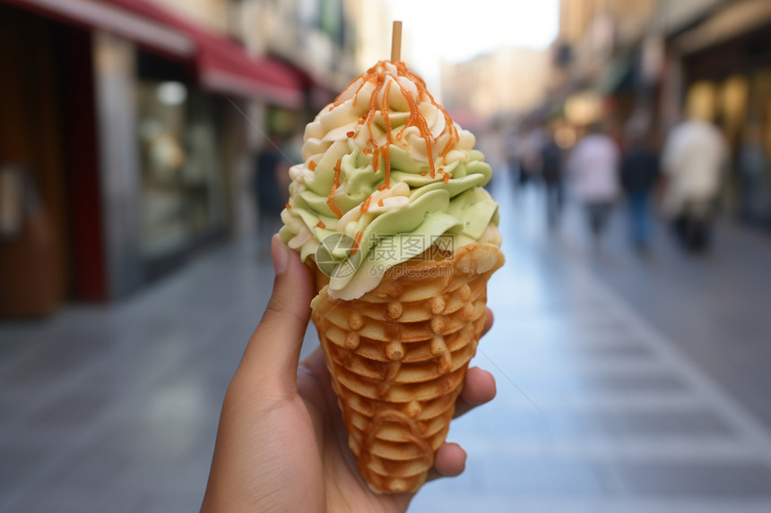 夏日清凉的哈密瓜冰淇淋图片