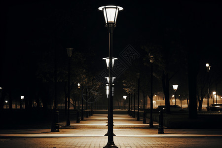 城市夜晚的路灯图片