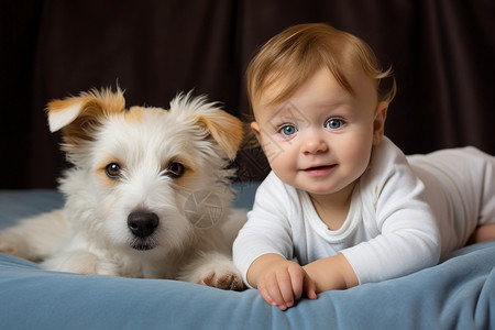 宝宝和狗狗婴儿和狗狗背景