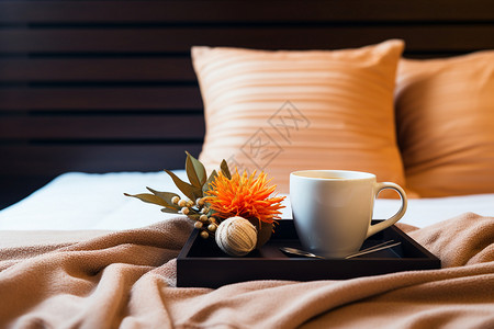 床上的茶具背景图片