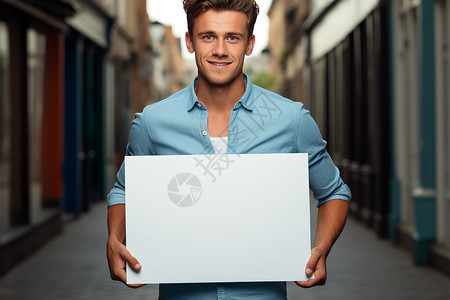 拿着牌子的男人图片