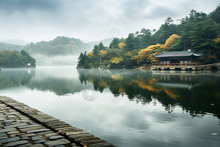 湖畔的风光图片