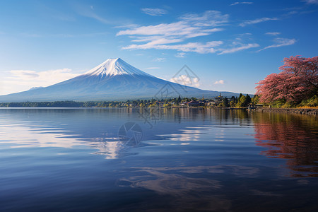 晨映富士山背景图片