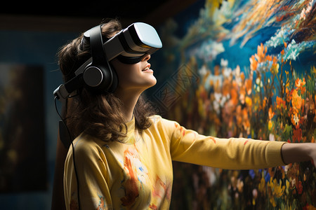 VR眼镜中的艺术画像背景