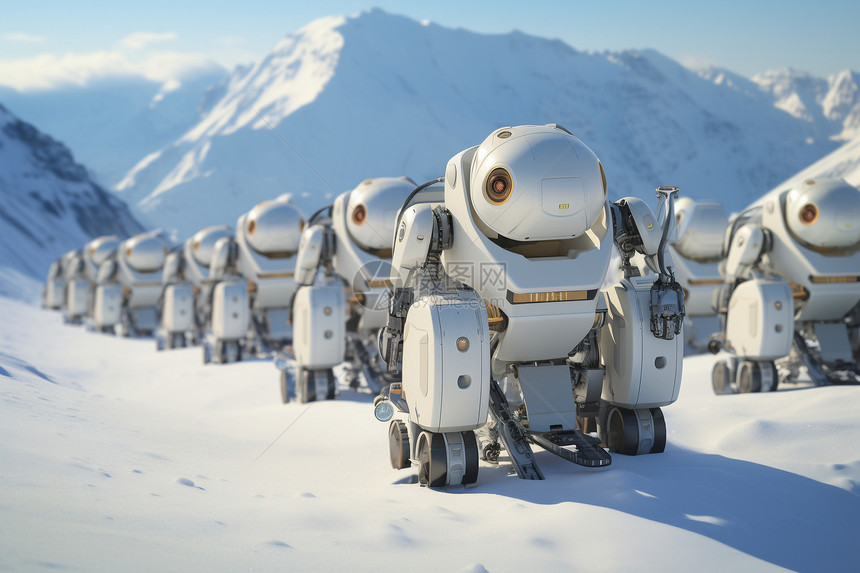 雪地中的机器人图片